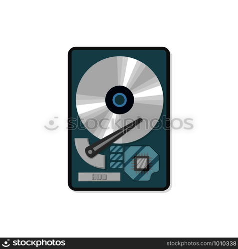 pc technology disk hdd in flat style, vector. pc technology disk hdd in flat style