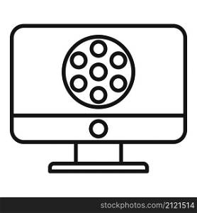 Pc video edit icon outline vector. Mobile editor. Digital content. Pc video edit icon outline vector. Mobile editor