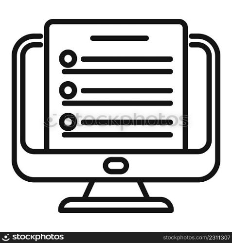 Pc work list icon outline vector. Business checklist. Task project. Pc work list icon outline vector. Business checklist
