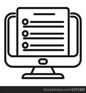 Pc work list icon outline vector. Business checklist. Task project. Pc work list icon outline vector. Business checklist