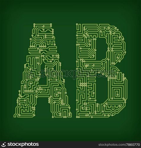 PCB letter and digits. Vector illustration.