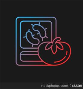 PCR food testing gradient vector icon for dark theme. Human pathogen. Polymerase chain reaction method. Food analysis. Thin line color symbol. Modern style pictogram. Vector isolated outline drawing. PCR food testing gradient vector icon for dark theme