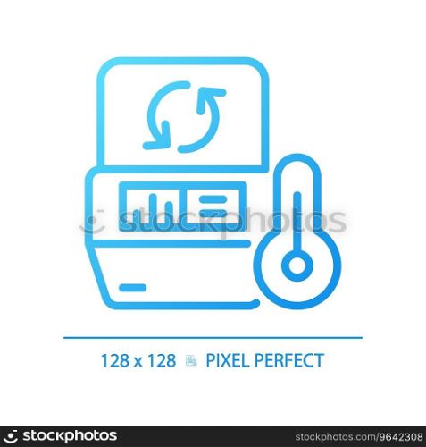 Pcr machine pixel perfect gradient linear vector icon. Thermal cycler. Polymerase chain reaction. Dna replication. Thin line color symbol. Modern style pictogram. Vector isolated outline drawing. Pcr machine pixel perfect gradient linear vector icon