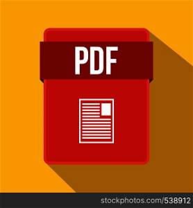 PDF file icon in flat style on a yellow background. PDF file icon, flat style