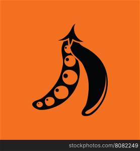 Pea icon. Orange background with black. Vector illustration.