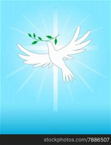 Peace dove on the cross background
