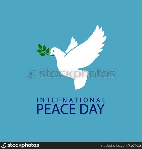 Peace dove with olive branch for International Peace Day poster. Peace dove with olive branch