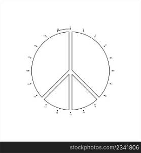 Peace Icon Connect The Dots, Peace Sign Vector Art Illustration, Puzzle Game Containing A Sequence Of Numbered Dots