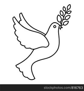 Peace pigeon icon. Outline peace pigeon vector icon for web design isolated on white background. Peace pigeon icon, outline style
