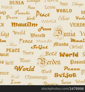 Peace . Seamless wallpaper with the word peace in different languages.