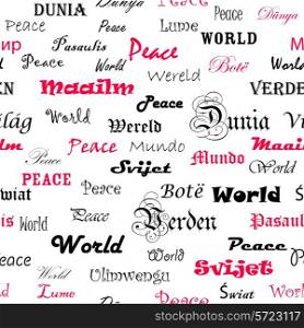 Peace . Seamless wallpaper with the word peace in different languages.