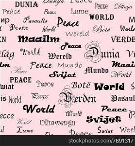 Peace . Seamless wallpaper with the word peace in different languages.