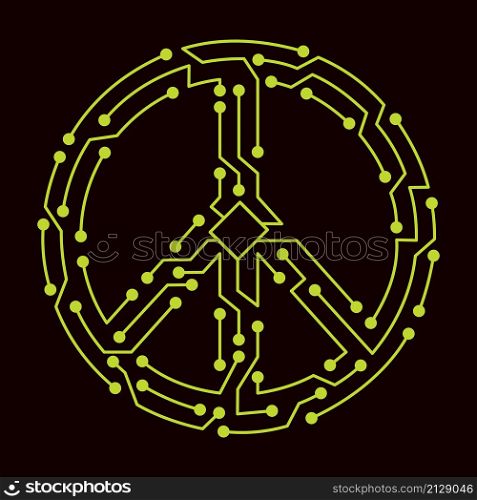 Peace symbol created from circuit board