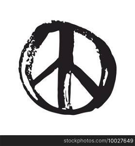Peace symbol, hand drawn grunge Hippie or pacifist sign, vector illustration isolated on white background .. Peace symbol, hand drawn grunge Hippie or pacifist sign, vector illustration isolated on white background