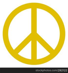 Peace symbol icon - golden simple, isolated - vector illustration