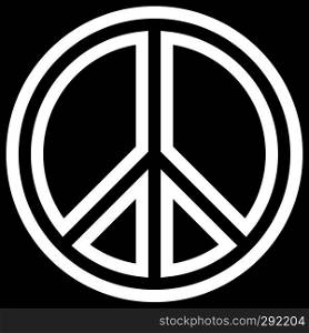 Peace symbol icon - white simple outlined, isolated - vector illustration