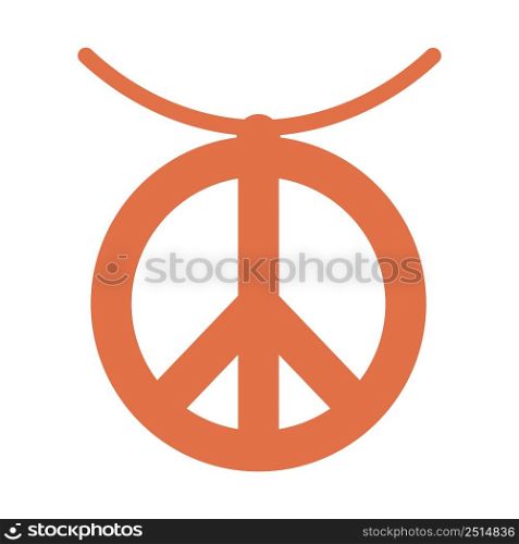 Peace symbol semi flat color vector object. Full sized item on white. Hippie necklace. Orange jewellery. Boho style. Simple cartoon style illustration for web graphic design and animation. Peace symbol semi flat color vector object