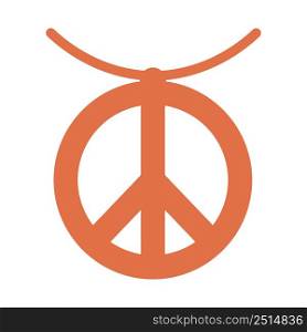 Peace symbol semi flat color vector object. Full sized item on white. Hippie necklace. Orange jewellery. Boho style. Simple cartoon style illustration for web graphic design and animation. Peace symbol semi flat color vector object