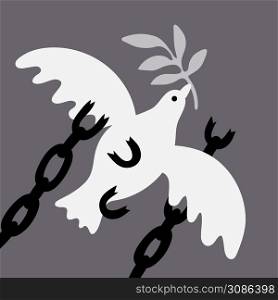 Peace to ukraine. Symbol of peace - dove with a laurel branch on the blue-yellow background. vector illustration. Peace to ukraine. Symbol of peace - dove with a laurel branch on the blue-yellow