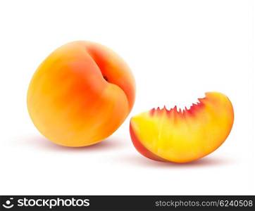 Peach And Slice. Vector illustration