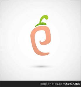 Peach Icon - alphabet shape P illustration