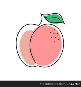 Peach icon in one line drawing style isolated on white background.