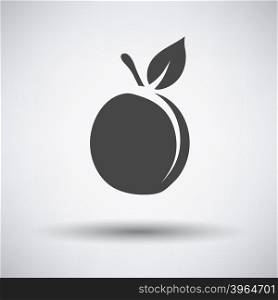 Peach icon on gray background with round shadow. Vector illustration.