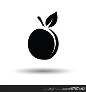 Peach icon. White background with shadow design. Vector illustration.