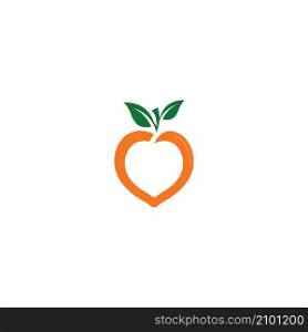 Peach logo fruit vector icon