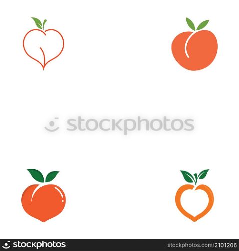 Peach logo fruit vector icon