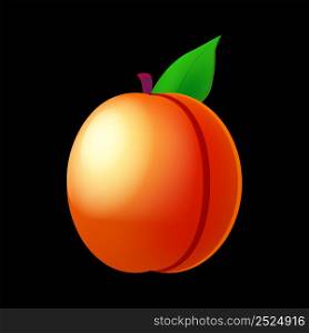 Peach ripe, fruit whole fresh, orange color, icon. Vector illustration machine slot icon cartoon realistic style. Peach ripe, fruit whole fresh, orange color, icon. Vector illustration machine slot icon cartoon cartoon