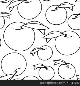 Peach seamless pattern. Hand drawn fresh exotic fruit. Vector sketch background. Doodle wallpaper