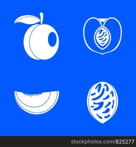 Peach tree slices fruit half icons set. Simple illustration of 4 peach tree slices fruit half vector icons for web. Peach tree slices fruit icons set, simple style