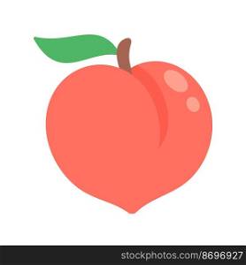 Peach vector. pink heart shaped peach healthy sweet fruit