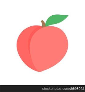 Peach vector. pink heart shaped peach healthy sweet fruit