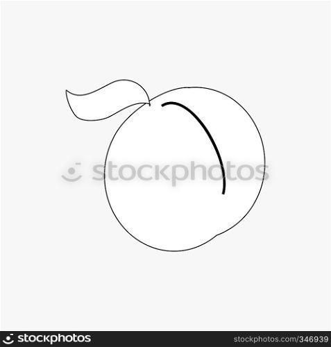 Peach with leaf icon in isometric 3d style isolated on white background. Peach icon, isometric 3d style