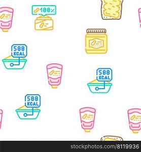 Peanut Butter Food Vector Seamless Pattern Color Line Illustration. Peanut Butter Food Vector Seamless Pattern
