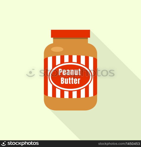 Peanut butter jar icon. Flat illustration of peanut butter jar vector icon for web design. Peanut butter jar icon, flat style