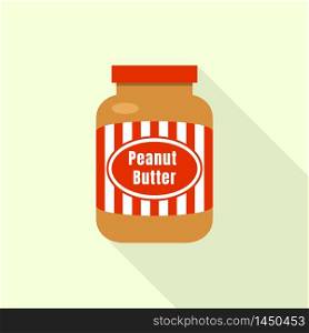 Peanut butter jar icon. Flat illustration of peanut butter jar vector icon for web design. Peanut butter jar icon, flat style