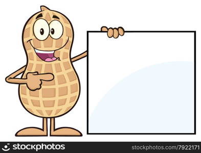 Peanut Cartoon Character Showing A Blank Sign