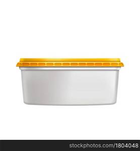 Peanut Fat Butter Blank Plastic Container Vector. Milk Sweet Product Packaging For Storage Fatty Butter, Delicious Breakfast Ingredient For Sandwich. Fatty Food Mockup Realistic 3d Illustration. Peanut Fat Butter Blank Plastic Container Vector