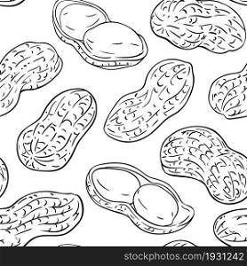 peanut nuts vector pattern on white background. peanut vector pattern on white background