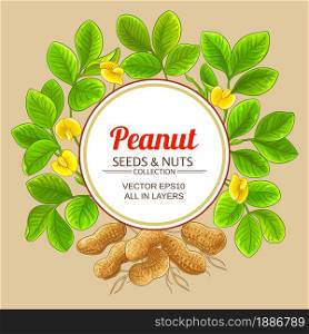 peanut plant circle vector frame on color background. peanut circle vector frame on color background