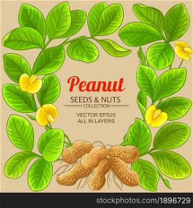 peanut plant vector frame on color background. peanut vector frame on color background