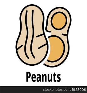 Peanuts icon. Outline peanuts vector icon color flat isolated on white. Peanuts icon color outline vector