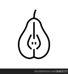 pear cut one line icon vector. pear cut one sign. isolated contour symbol black illustration. pear cut one line icon vector illustration