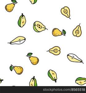 pear fruit green white≤af food Vector Seam≤ss Pattern Thin Li≠Illustration. pear fruit green white≤af food vector seam≤ss pattern