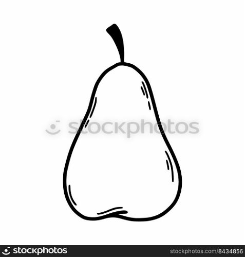 Pear on white background. Vector doodle illustration. Sketch.