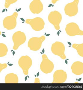 Pear seamless pattern. Fruit elements ornament isolated on white. Vector illustration