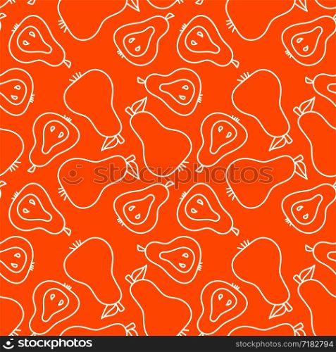 Pear seamless pattern. Hand drawn fresh fruit. Vector sketch background. Color doodle wallpaper
